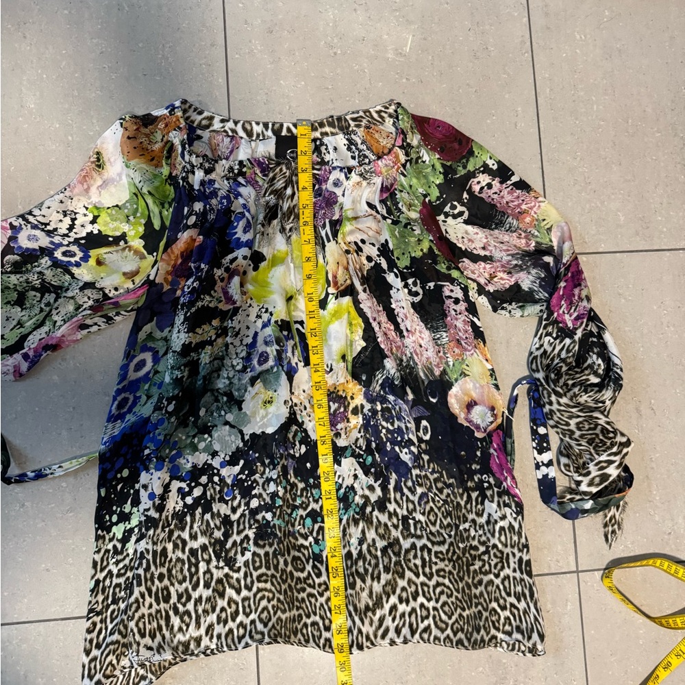 Just Cavalli Floral Leopard Print Sheer Blouse in Multicolor - Picture 6 of 10
